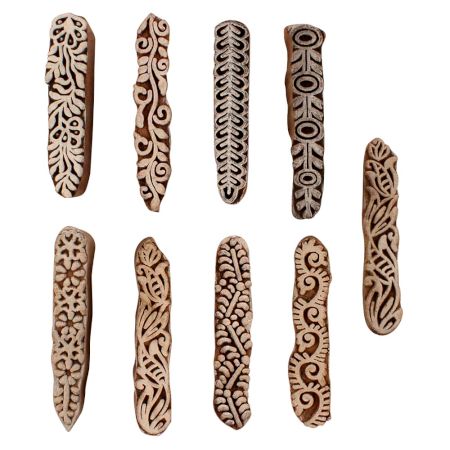 Set of 9 Piece New Mix Wooden Printing Blocks